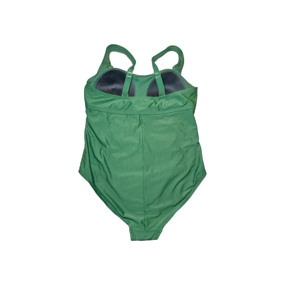 ⭐D1 Shade & Shore Scrunch Front One Piece Swimsuit Green - Size 20